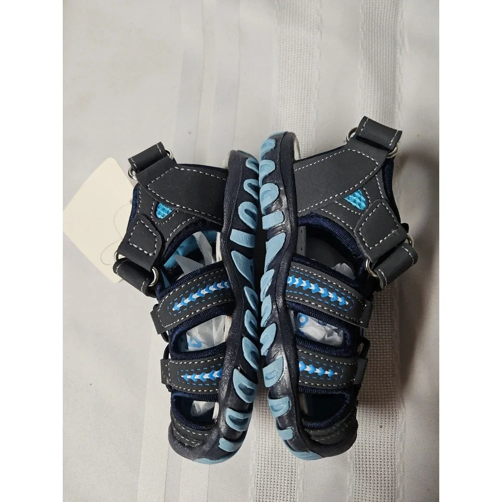 Apakowa Kid's boySoft Sole Close Toe sport sandals toddler little kid  blue US 7